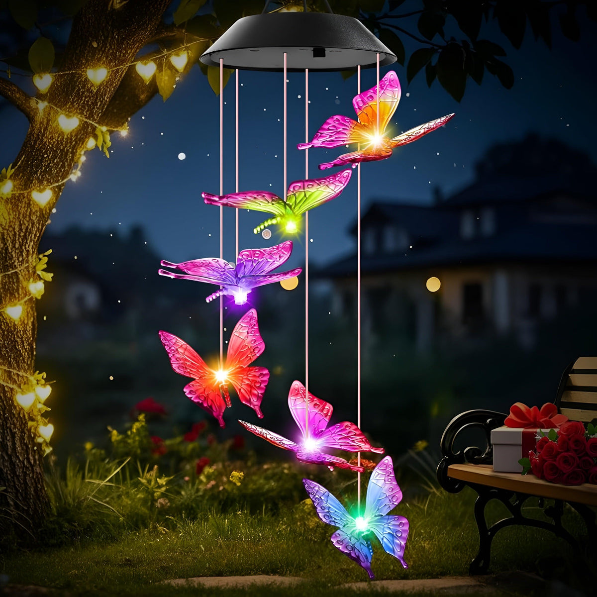 Solar Butterfly Wind Chimes For Outdoors