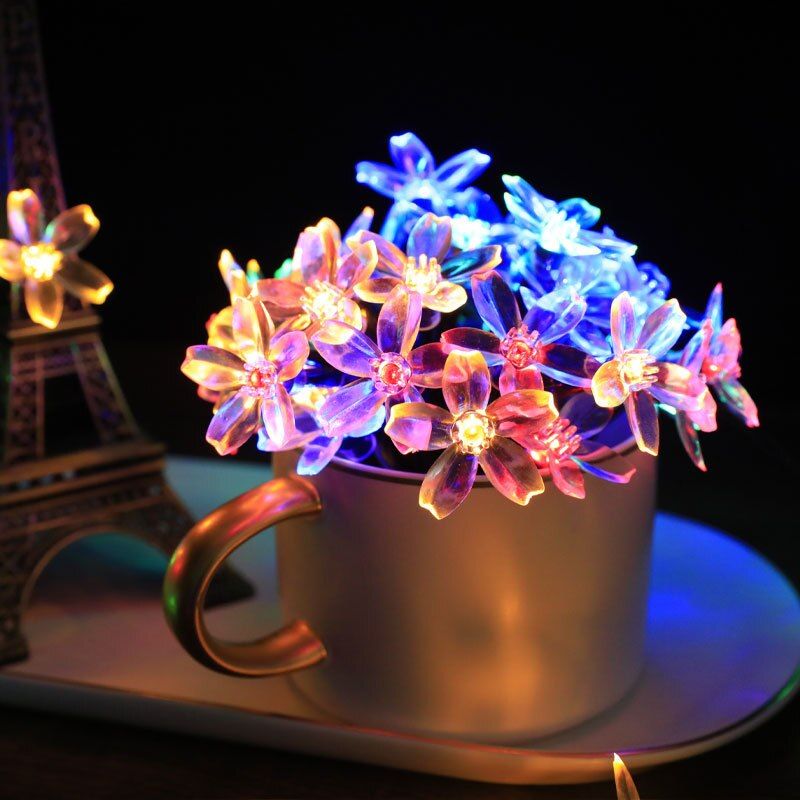 Solar Garden Light Led Flower Fairy String Lights