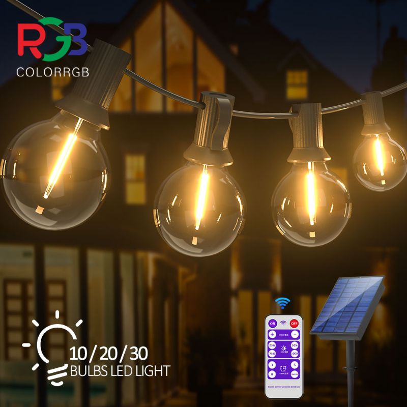 Solar String Lights Outdoor G40 Patio Lights